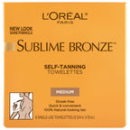 L'Oreal Paris Sublime Bronze Self Tanning Towelettes, Streak-Free, Natural Looking Tan, 6 ct