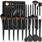 Makeup Brushes Set, Mlemle Professional 25 Pcs Makeup Kit, Include Powder Foundation Concealers Blush Eye shadows 21 Pcs Makeup Brushes and 2 Powder Puff, 2 Makeup Sponge(B02-CreamBlack)