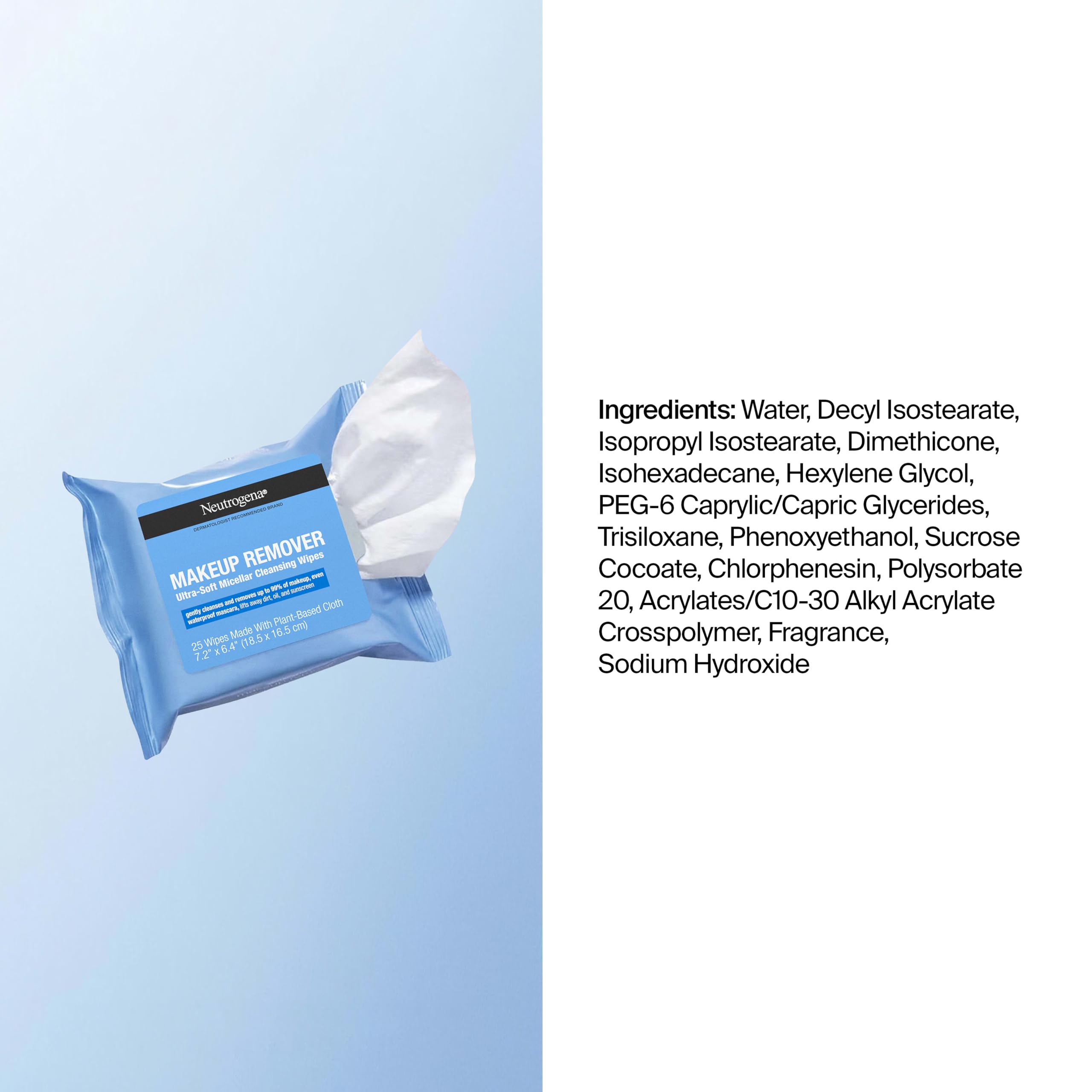 Neutrogena Makeup Remover Towelettes for Face with Micellar Water Daily Alcohol-Free, 20 ct | Makeup Remover, Makeup Removing Cleansing Wipes, Suitable for Dirt & Oil Removal, Alcohol-Free