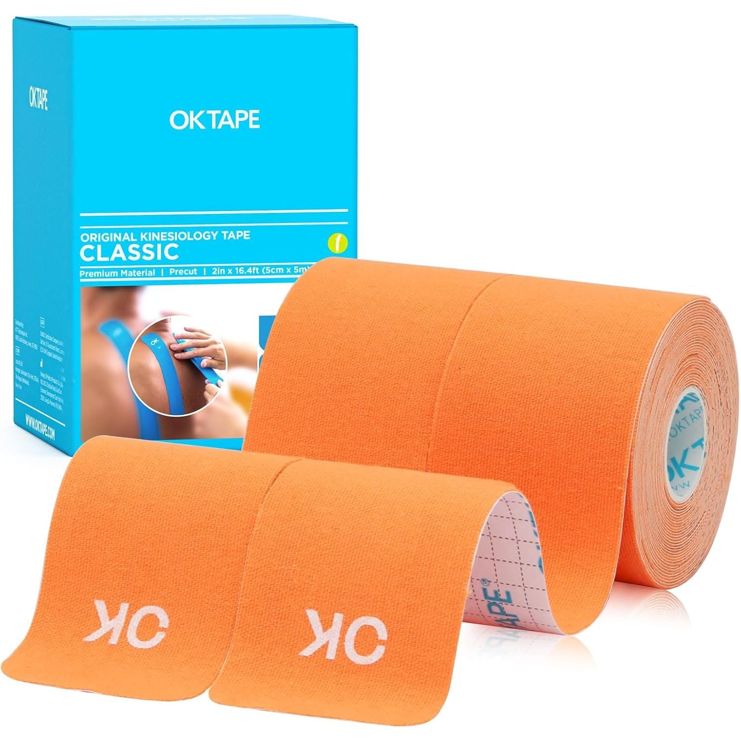 Buy now OK TAPE Kinesiology Tape 10 inches Precut, 20 Strips, Cotton Elastic Athletic Tape Latex Free, 2in x 16ft, Black 2 Rolls Orange at indiglob india