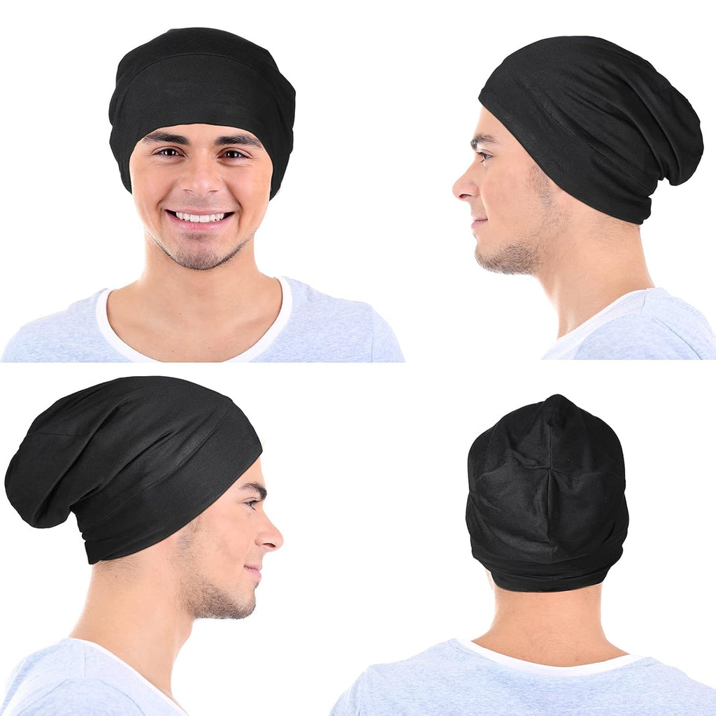 Buy now Geyoga 2 Pcs Adjustable Silk Satin Bonnet for Sleeping Men Silk Satin Beanie with Adjustable Elastic Band for Curly Hair(Black, Gray) at indiglob india