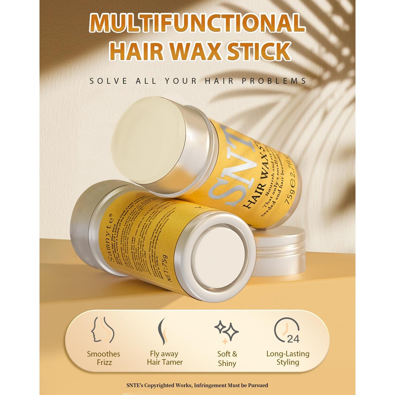 Samnyte Hair Wax Stick, Gel Tamer for Flyaways, Nourishing Slick Stick Pomade for Women & Kids, Slick Back & Styling Cream, Hair Styling Accessories for Teen Girls Gifts, 2.7 Fl Oz | Nourishing