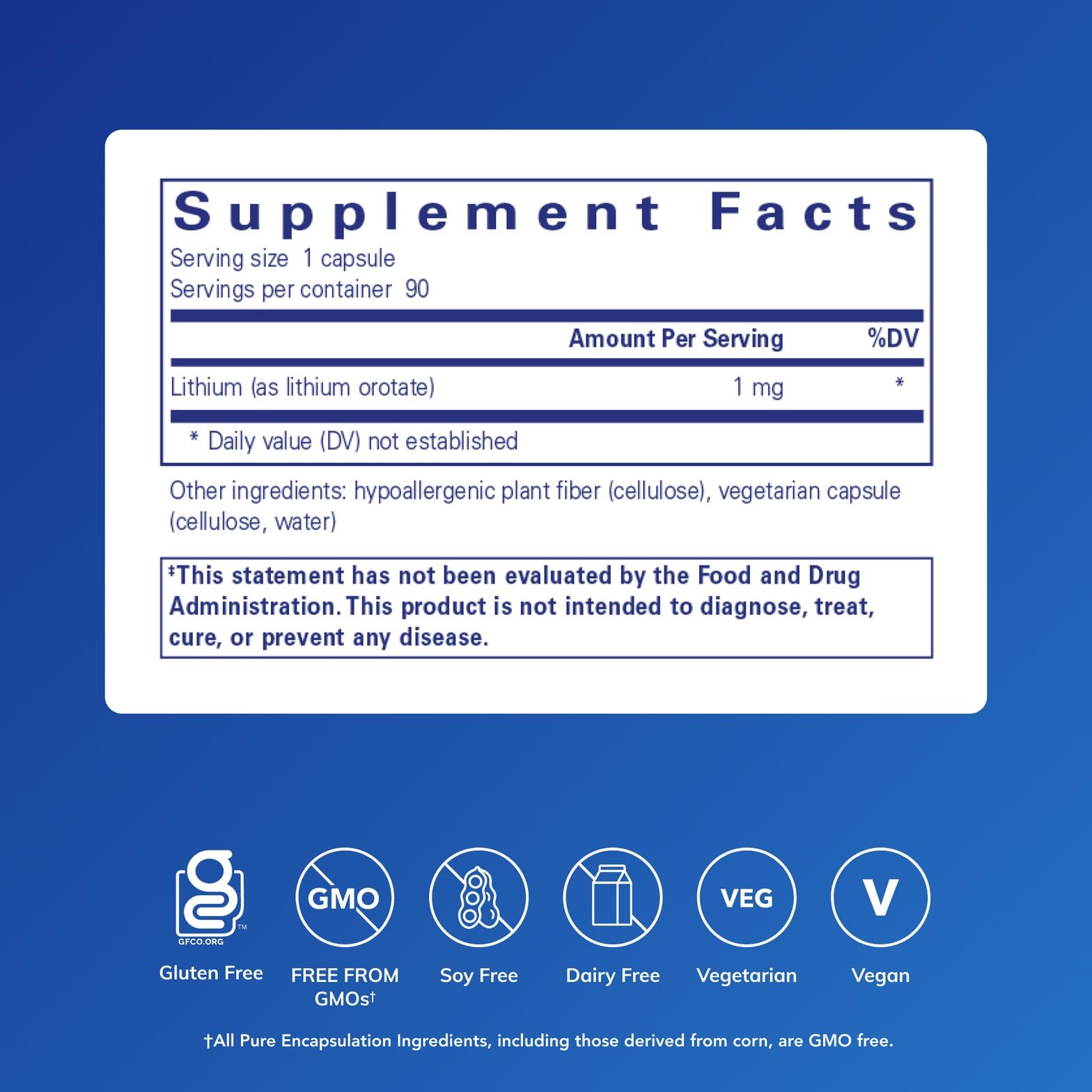 Pure Encapsulations Lithium (Orotate), 90 Capsules | 1 mg, Support for Calmness and Behavior*, Supports Healthy Memory and Behavior*
