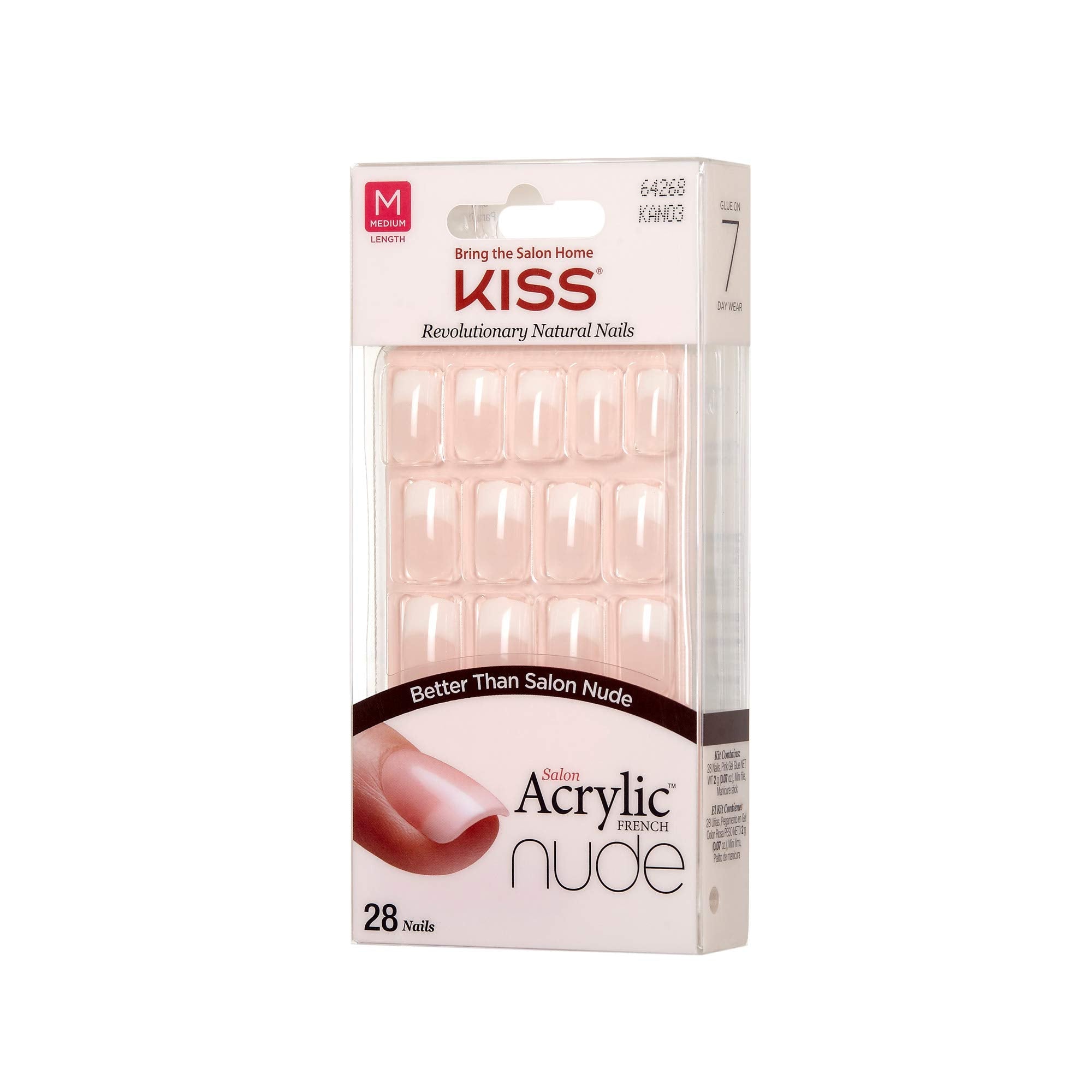 Buy now Kiss Salon Acrylic Nude French 28 Count Medium Length Flat (Pack of 6) at indiglob india