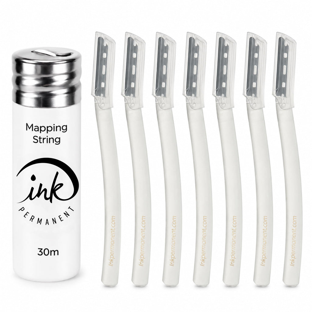 Ink Permanent Brow Mapping String, Black, 100 Ft Pre-Inked Thread for PMU | 100 ft black pre-inked mapping thread helps mark clean brow guide lines for shaping, symmetry checks, PMU and microblading.