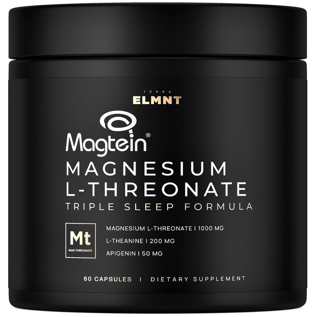 Triple Sleep Magnesium L-Threonate w. Apigenin, Theanine & Magtein Magnesium L Threonate - High Absorption Magnesium Supplement Capsules for Men and Women Magnesium Powder Pills
