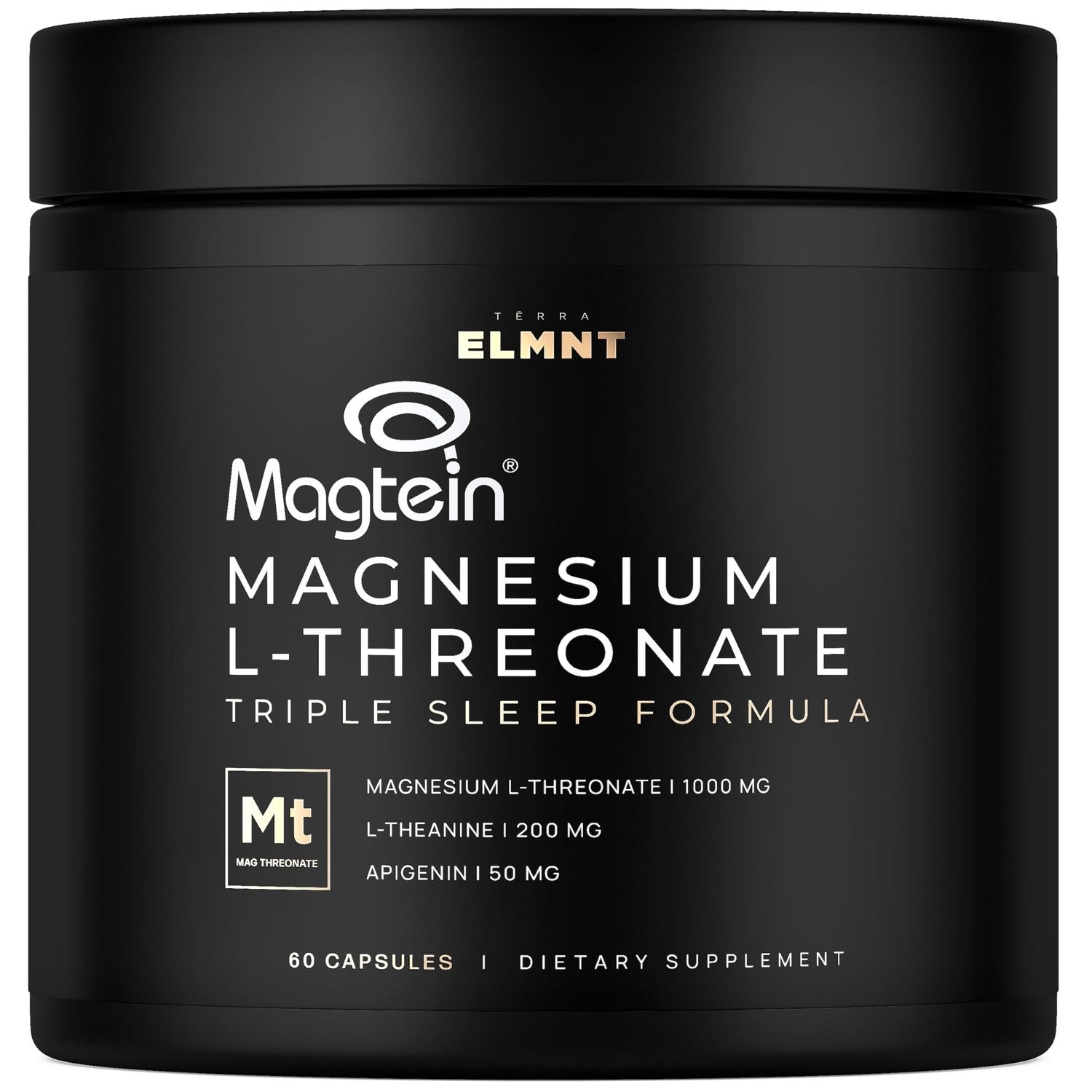 Triple Sleep Magnesium L-Threonate w. Apigenin, Theanine & Magtein Magnesium L Threonate - High Absorption Magnesium Supplement Capsules for Men and Women Magnesium Powder Pills