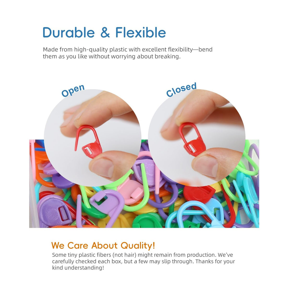 100PCS Crochet Stitch Markers by Flickzo – Locking Stitch Markers with Storage Case, Plastic Safety Pins for Knitting & Crochet, Colorful Yarn Accessories for Crochet Tools & Supplies