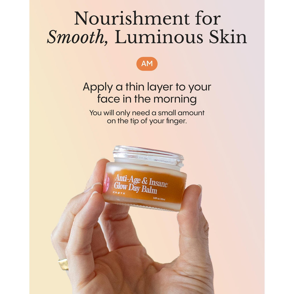 FRØYA Organics Anti-Age & Insane Glow Day Balm for Face (1.0 fl oz) | Moisturizing Beeswax Balm to Visibly Reduce Wrinkles, Even Skin Tone, and Boost Collagen, With Rosehip & Sea Buckthorn