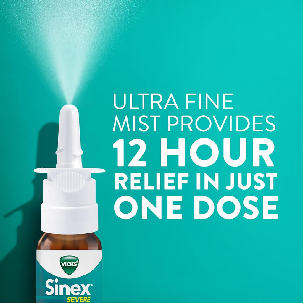 Buy now Vicks Sinex SEVERE Allergy & Sinus Nasal Spray, Original Ultra Fine Mist, Decongestant Medicine, Relief from Nasal Congestion due to Cold or Allergy, Sinus Pressure Relief, 265 Sprays x 2 at indiglob india