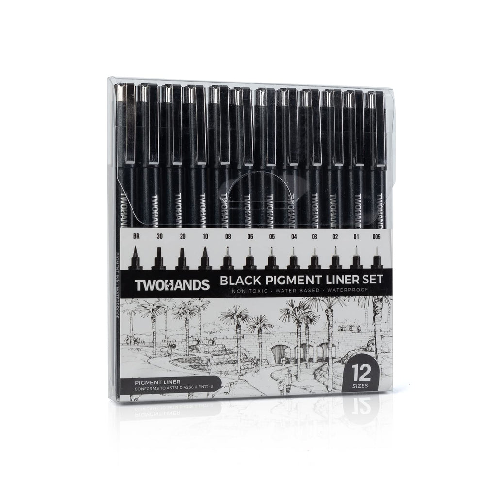 Buy now TWOHANDS Art Pens,Fineliner Ink Pens,Set of 12 Technical Drawing pen,Pigment Pen,Fine Point,Black,Waterproof,for Art Watercolor,Sketching,Anime,Manga, 902188 at indiglob india