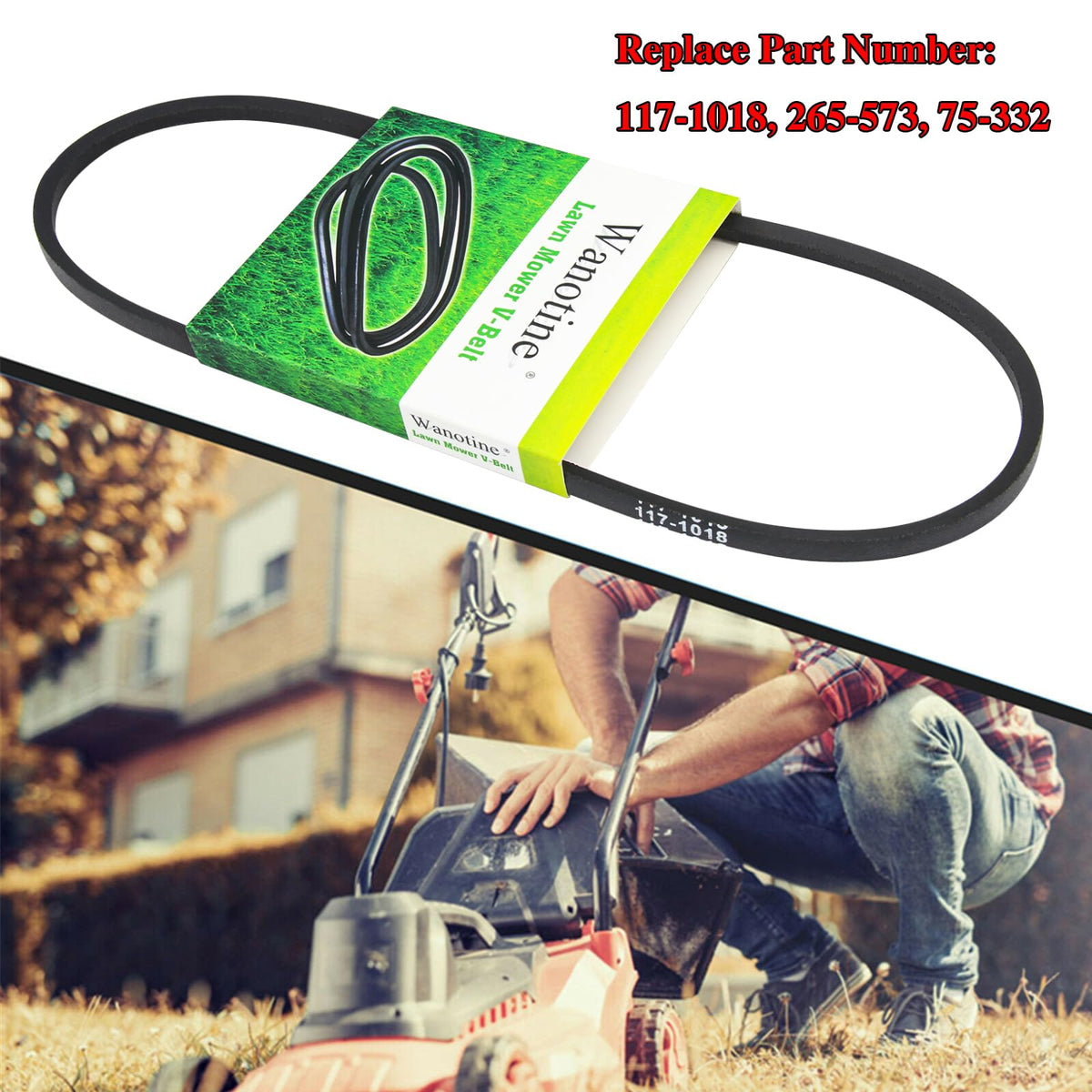 117-1018 V-Belt 3/8" x 32.5" Replaces Toro Recycler 22'' Drive Belt for Toro 20330, 20339, 20370, 20371, 20377, 20378, 20379 Lawn Mowers, Replaces 117-1018 Drive Belt (1-Pack)