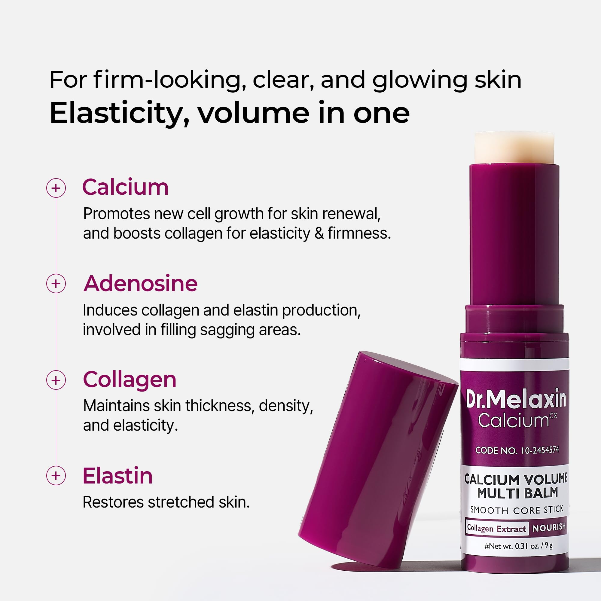 Dr.Melaxin Collagen Multi Balm Stick, Calcium & Adenosine Korean Wrinkle Stick for Eye, Neck & Face, Firming Collagen Stick, Under Eye Balm for Dark Circles & Depuffing, Korean Skin Care, 0.31 oz