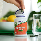 Buy now NOW Foods Supplements, Certified Organic, Spirulina 1000 mg (Double Strength), Rich in Beta-Carotene (Vitamin A) and B-12 with naturally occurring GLA , 120 Tablets at indiglob india