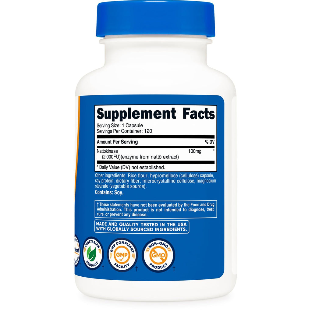 Nutricost Nattokinase 2,000FU, 120 Capsules, Gluten Free, GMO-Free | Vegetarian Friendly