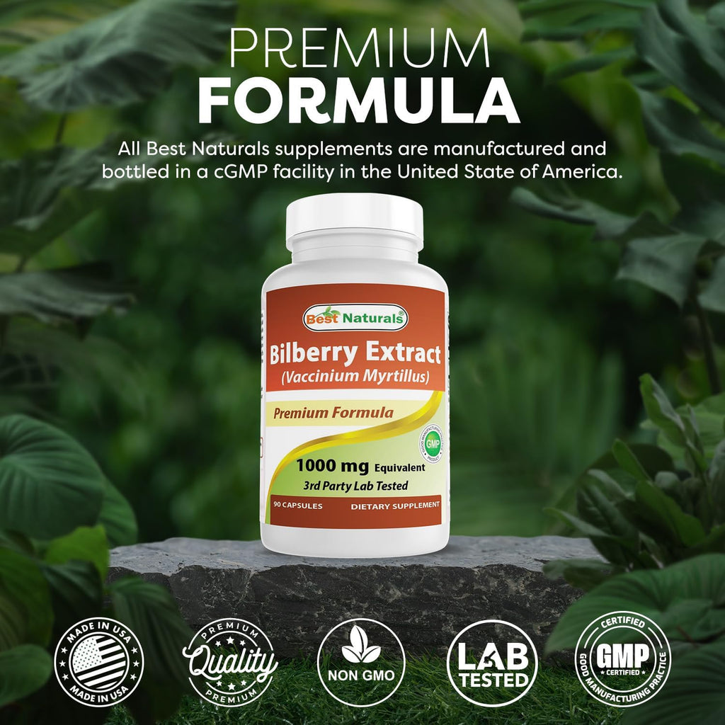Buy now Best Naturals Bilberry Extract 1000mg Capsule (Non-GMO) Supports Healthy Vision, 90 Count at indiglob india