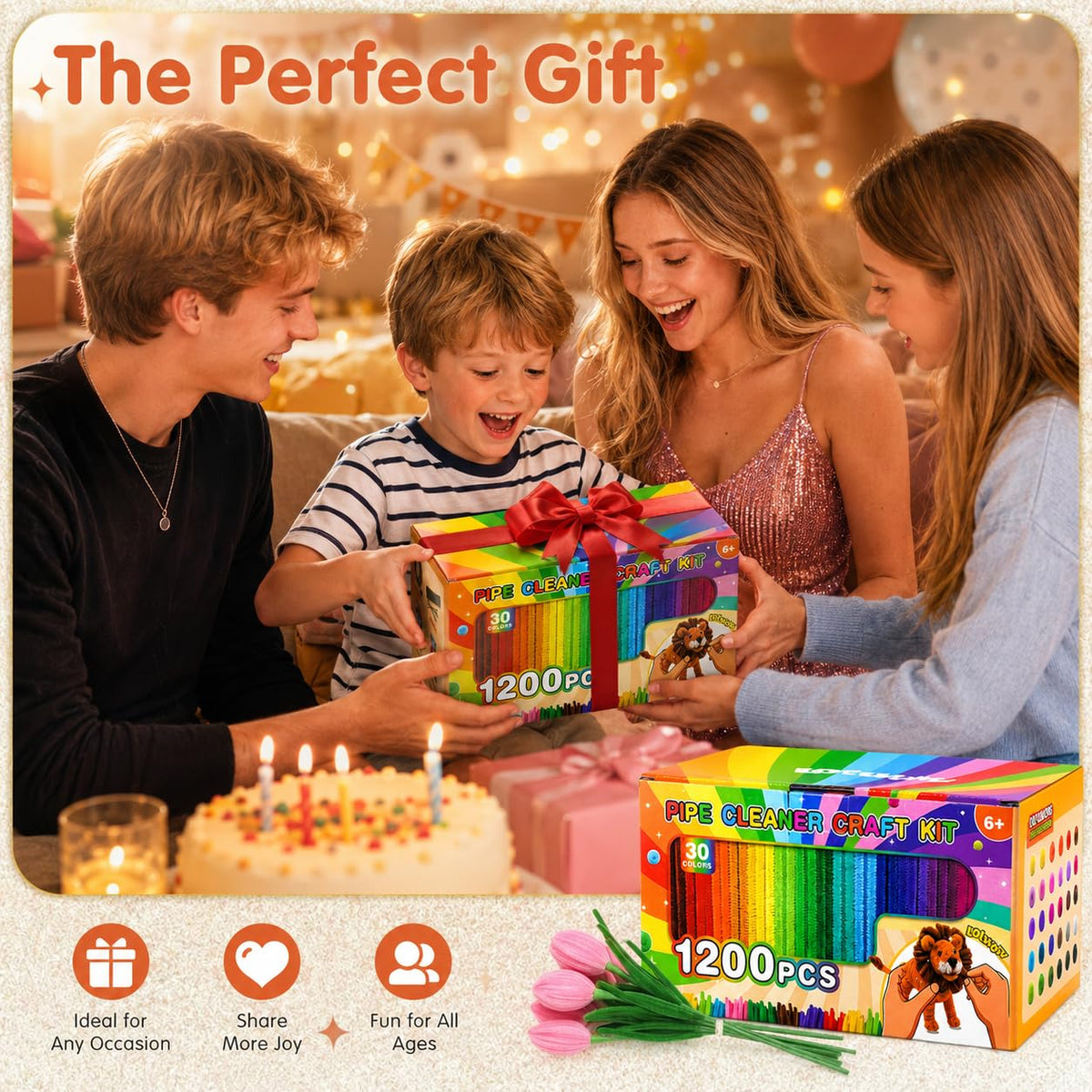 LOTWOW 1200PCS 30 Colors Pipe Cleaners Bulk, Thick Pipe Cleaner Flower Kit