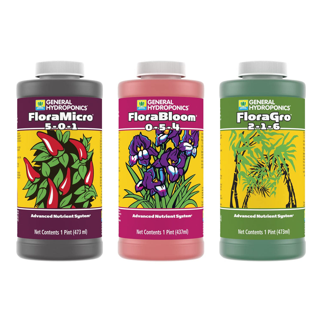 Buy now General Hydroponics FloraSeries Advanced Nutrient Fertilizer System, 3-Part Bundle with FloraMicro, FloraBloom and FloraGro, 16 oz. at indiglob india