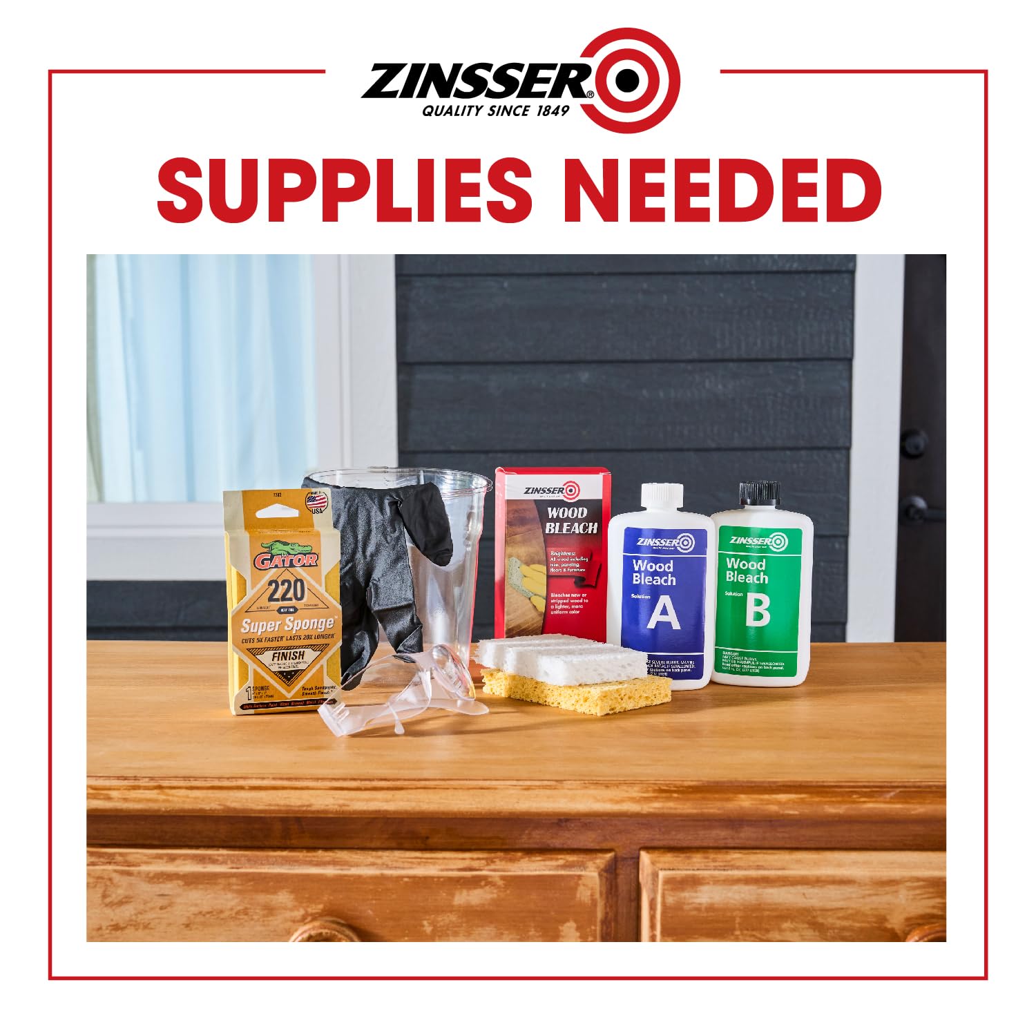 Buy now Zinsser Wood Bleach Kit | Lighten Furniture, Floors, Cabinets, Trim | Removes Red Tone | 2-Step Brightening System | 2-Step 8 fl. oz. Kit (16 fl. oz. Total) at indiglob india