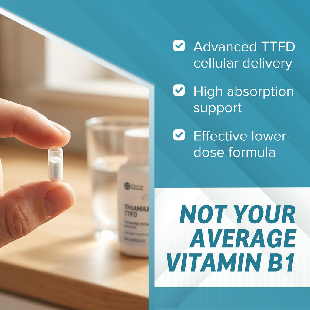 Objective Nutrients Thiamax TTFD Thiamine B1 Supplement | Vitamin B1 Supplement for Energy Focus | Highly Absorbable Vitamin B1 100mg with Magnesium – 60 Capsules