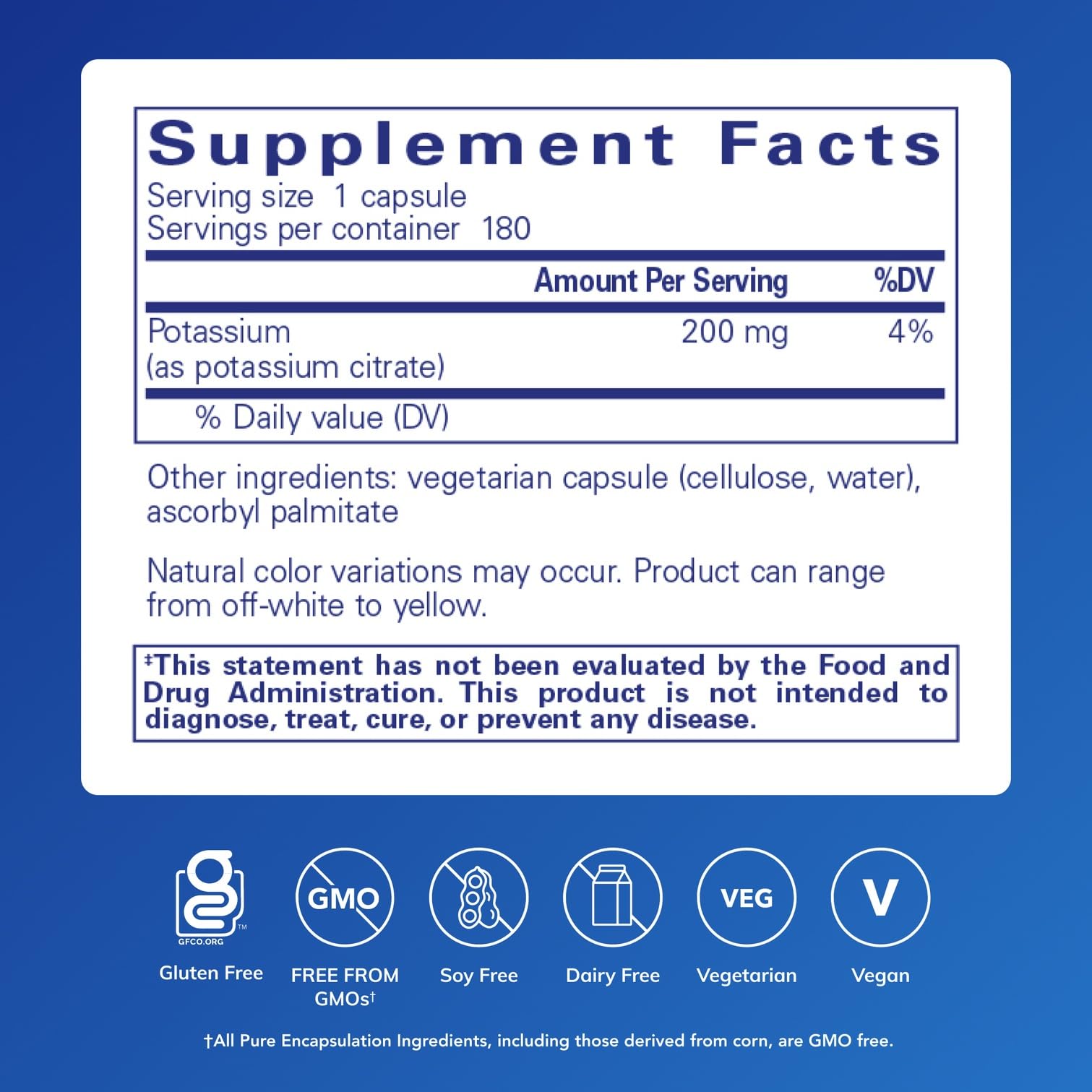 Pure Encapsulations Potassium (Citrate), 180 Capsules | Essential Electrolyte Supplement to Support Nerve and Muscle Function, Adrenals, Hormones, Heart Health, and Energy*