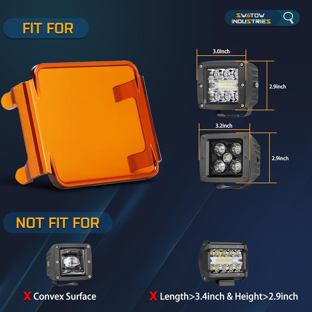 Buy now 2PCS Pod Light Covers Amber 3 Inch LED Light Bar Cover Amber LED Pods 3x3 Square Work Lights Cube Covers Ditch Pods PC Lens Cover at indiglob india