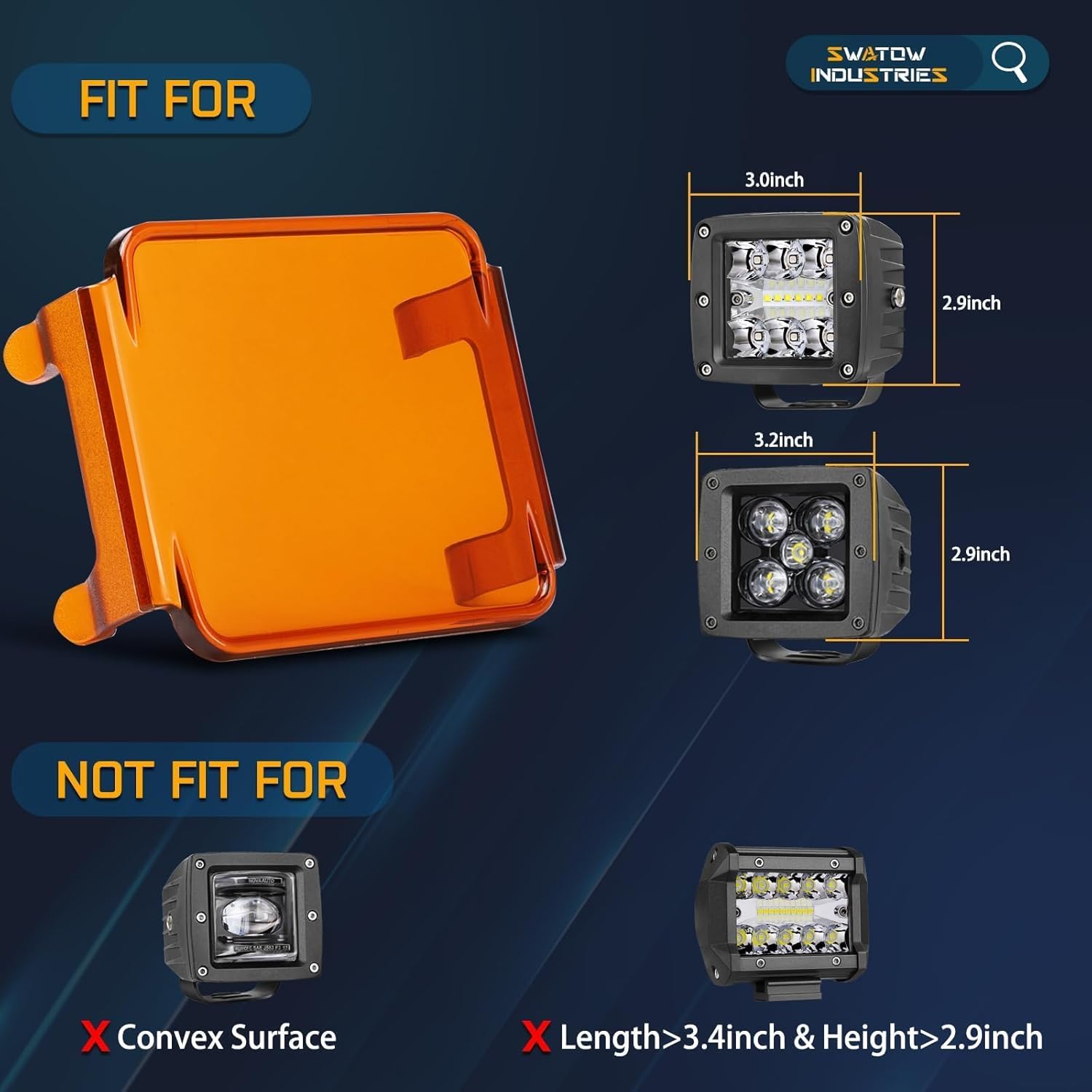 Buy now 2PCS Pod Light Covers Amber 3 Inch LED Light Bar Cover Amber LED Pods 3x3 Square Work Lights Cube Covers Ditch Pods PC Lens Cover at indiglob india