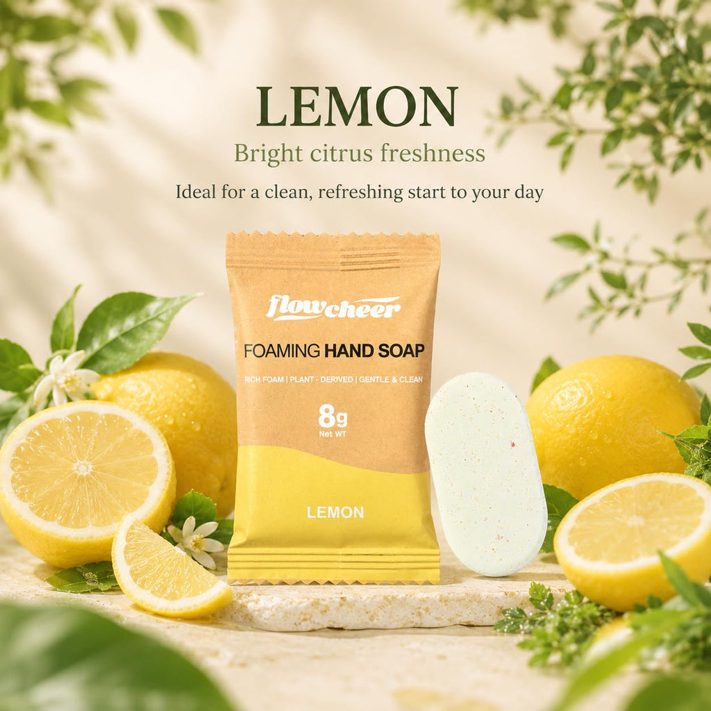 Flowcheer's Foaming Hand Soap refill in lemon scent, promoting freshness. Verified by CuratCart for quality assurance.
