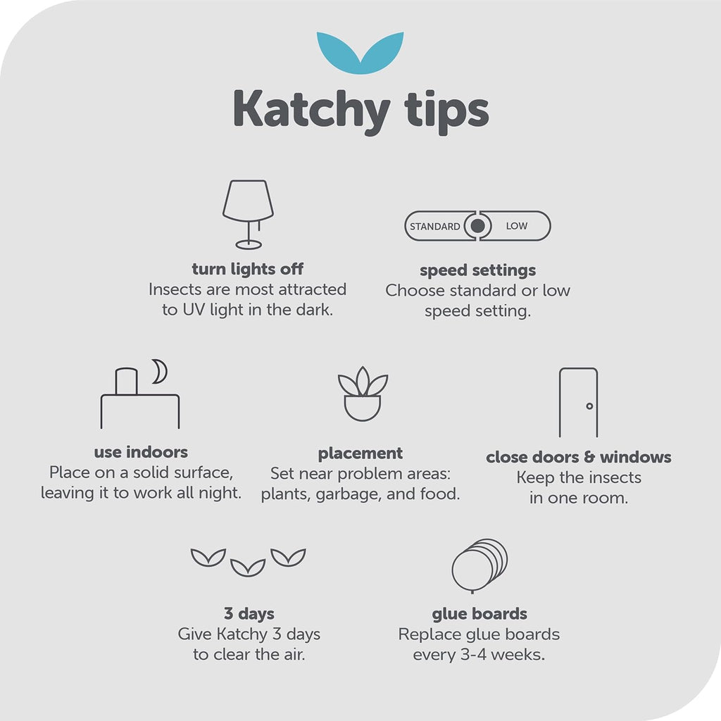 Buy now Katchy Indoor Insect Trap - Catcher & Killer for Mosquitos, Gnats, Moths, Fruit Flies - Non-Zapper Traps for Inside Your Home - Catch Insects Indoors with Suction, Bug Light & Sticky Glue (White) at indiglob india