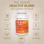 Dr. Berg Maximum Strength 7-in-1 Vitamin D3 K2 5000 IU | Naturally Derived D3 | 4X Lab-Tested & Verified | High Absorption Formula | K2 D3 Vitamin Supplement | 60 Capsules