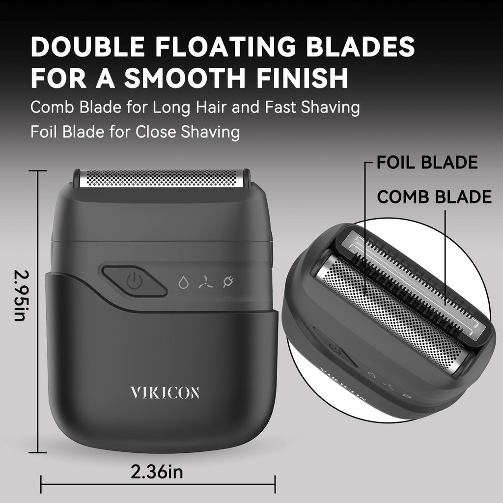 VIKICON Electric Foil Shaver for Men, Compact Portable Mini Razor for Face
