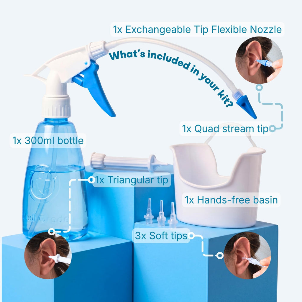 Medi Grade Ear Wax Removal Kit, 300ml Ear Washer Bottle, Basin and Tips