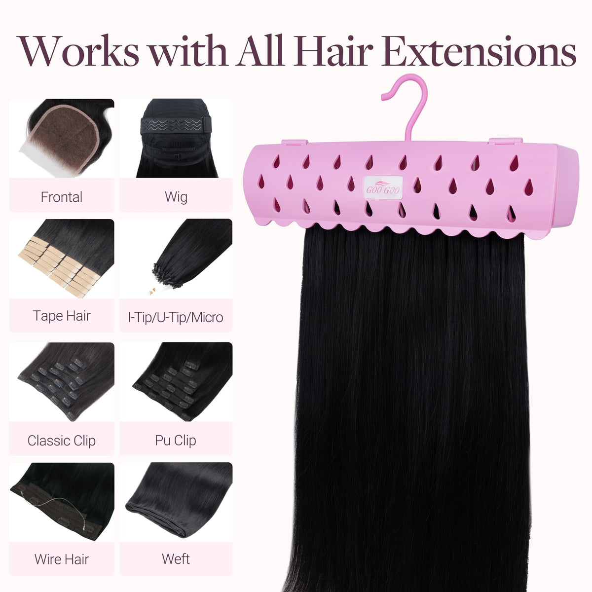 GOO GOO Hair Extension Holder Stand for Styling, 5 Installation Modes
