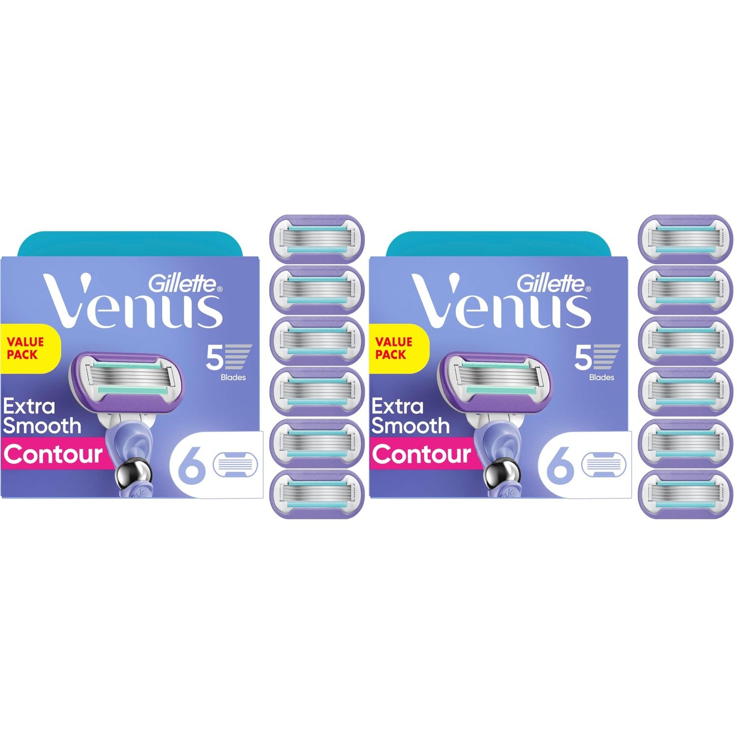 Gillette Venus Deluxe Smooth Swirl Womens Razor Blade Refills, 6 Count, Moisture Ribbon to Protect Against Irritation
