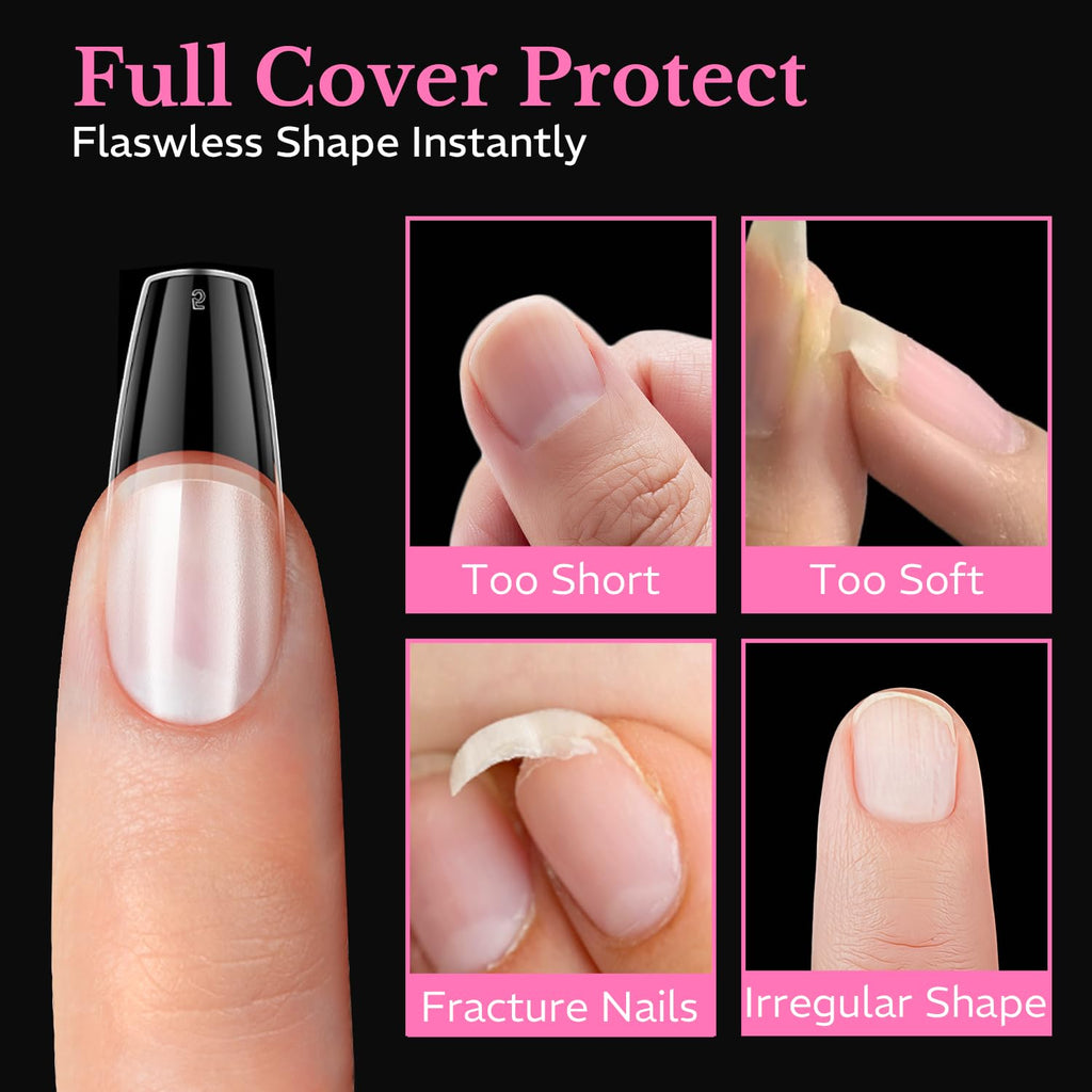 600 pieces of medium almond soft gel nail tips ideal for flawless coverage, protecting short or irregular nails with full coverage.