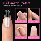 600 pieces of medium almond soft gel nail tips ideal for flawless coverage, protecting short or irregular nails with full coverage.