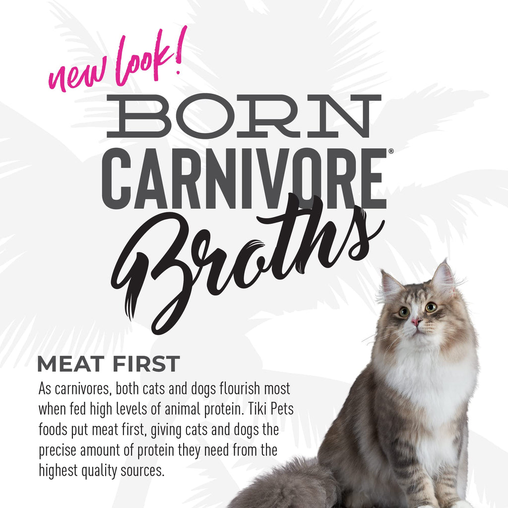 Tiki Cat Born Carnivore Broths Wet Cat Food Toppers, Variety Pack, 1.3 oz. Pouch (12 Count)