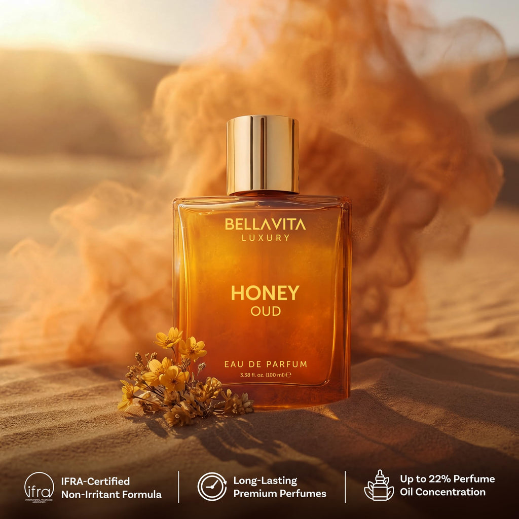 BellaVita Luxury Honey Oud Eau de Parfum | 100 ml | Unisex Perfume | Unisex Perfume with long-lasting Honey Oud Eau de Parfum, perfect for daily wear, special occasions and gifting