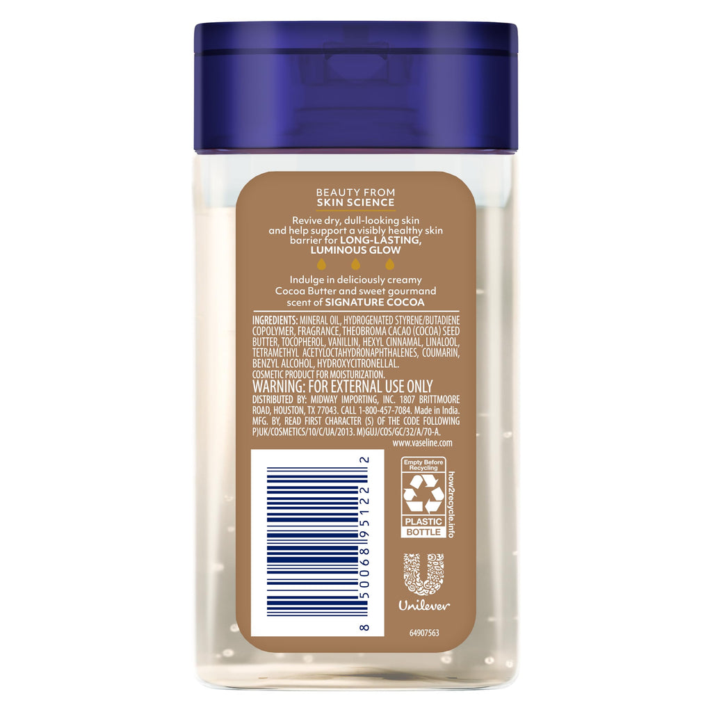 Vaseline Cocoa Radiant Replenishing Oil Gel with Pure Cocoa Butter, Travel Size, 1.69 fl oz, 3 Pack