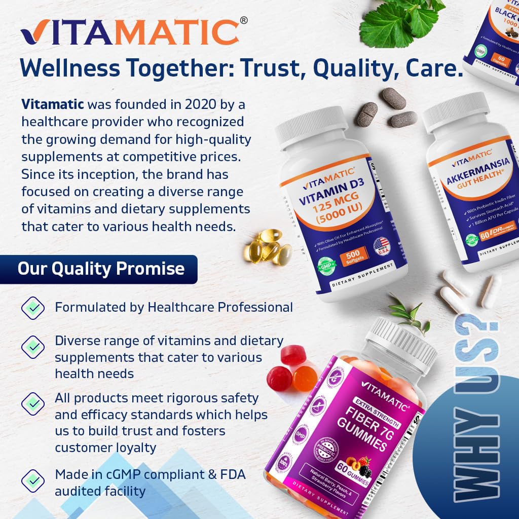 Vitamatic Acidophilus Probiotic - 10 Billion CFU - 5X Potency - Daily Probiotic Supplement, Supports Digestive Health - 120 Tablets