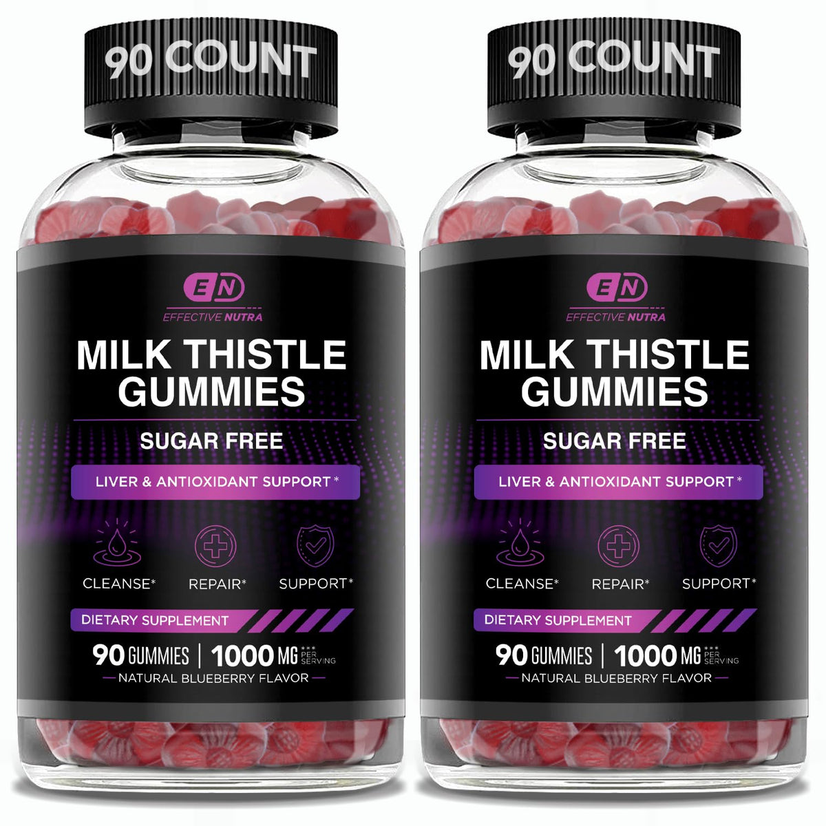 Effective Nutra Milk Thistle Gummies 1000 mg, Sugar-Free, 90 Count