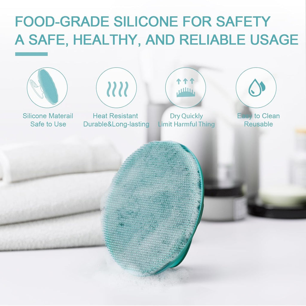 Buy now Silicone Body Scrubber Shower Bath Wash Brush Gentle Exfoliating Scrub Cleansing Loofah for Women Men Baby Sensitive Skin, Easy to Clean, Lather Nicely, More Hygienic, 1 Pack, Cyan at indiglob india