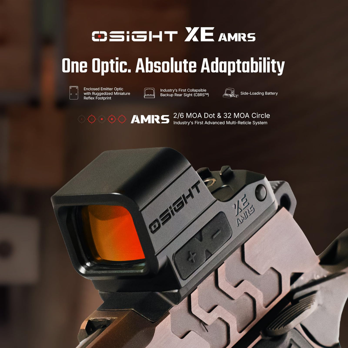 OSIGHT XE AMRS Enclosed Red Dot Sight, 2/6 & 32 MOA Multi-Reticle