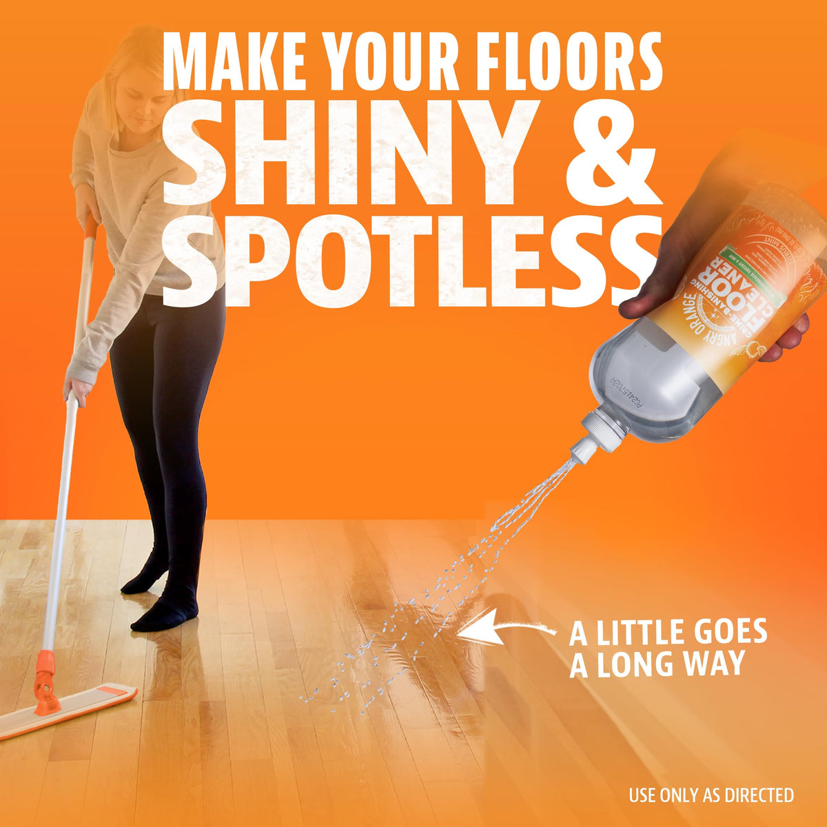 ANGRY ORANGE Hardwood Floor Cleaner - No-Rinse, Pet-Safe, Residue Free Multi-surface Cleaning Solution for Pet Urine, Grime & Everyday Dirt - Made in USA - Citrus Mint - 32 oz - Value 2 Pack