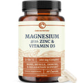 Magnesium Zinc & Vitamin D3, 260mg Complex, High Absorption, 60 Capsules