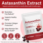 Xaarty Premium Astaxanthin 12mg, Natural Antioxidant Supplement for Eye, Joint, Skin Health,Microalgae Source, 4 Month Supply | Supports Internal Circulation, 120 Softgels