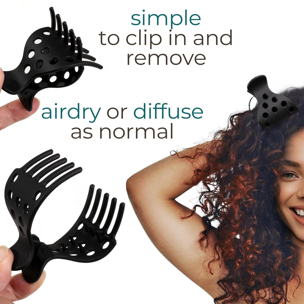 Root clips for adding volume to curly hair; easy to use and perfect for air drying. Verified by CuratCart.