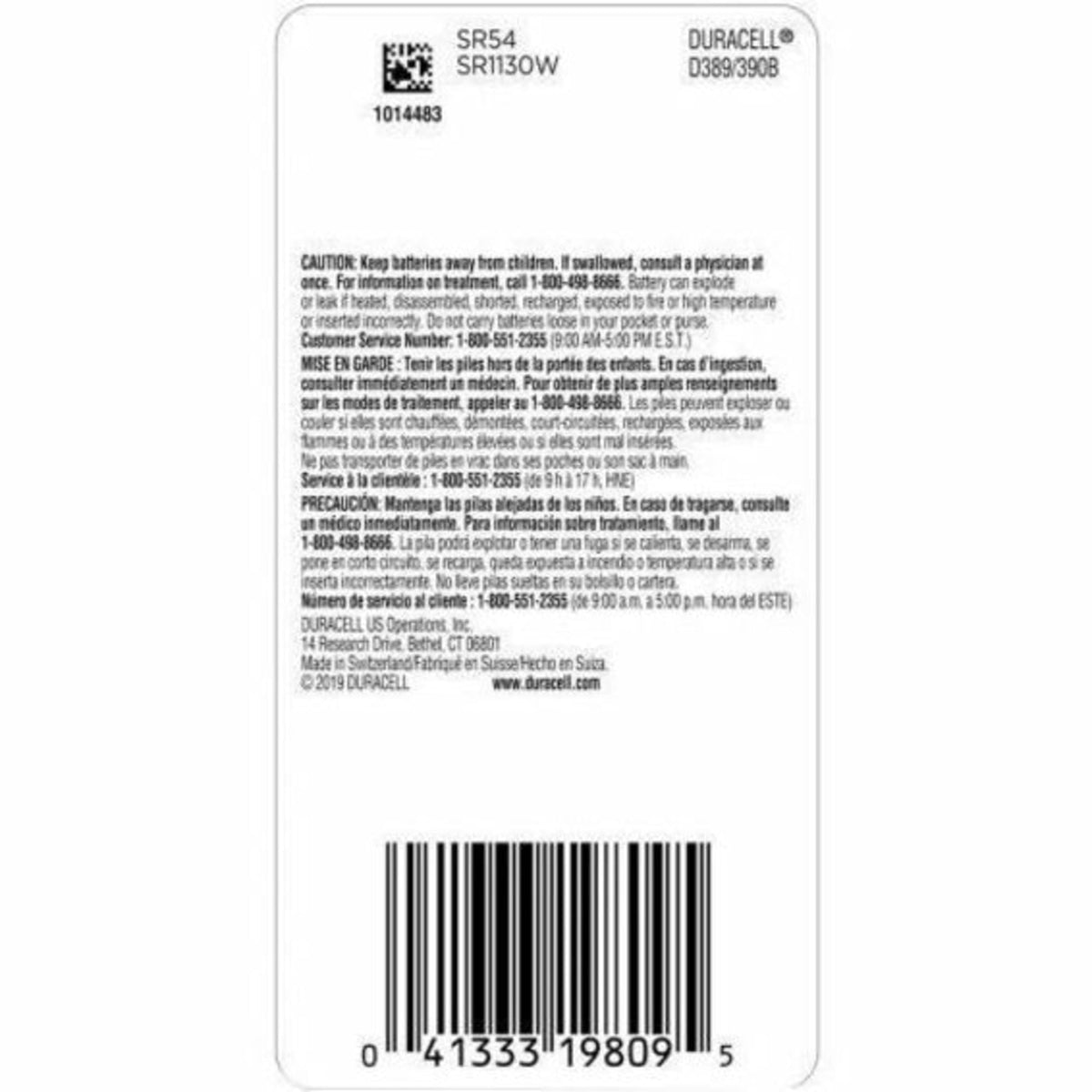 Duracell 389/390 Silver Oxide Button Battery, 1 Count Pack, 389/390 1.5 Volt Battery, Long-Lasting for Watches, Medical Devices, Calculators, and More