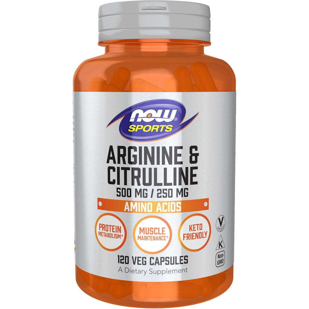 Buy now NOW Sports Nutrition, Arginine & Citrulline 500 mg/ 250 mg, Amino Acids, 120 Veg Capsules 120 Count (Pack of 1) at indiglob india