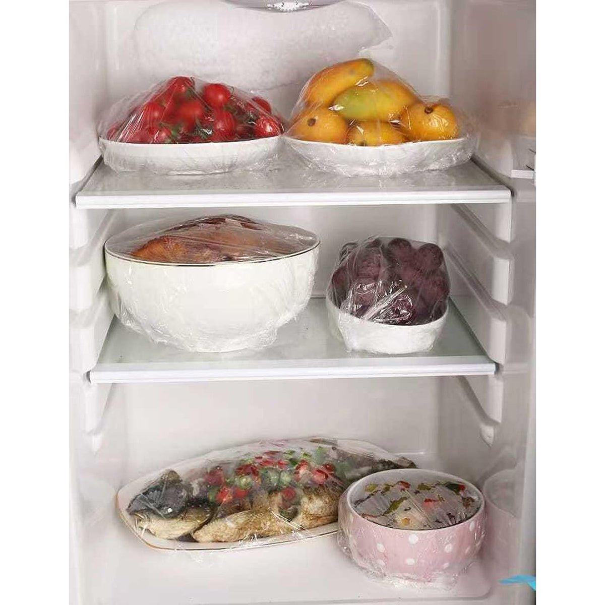 300PCS Elastic Food Covers Fresh Keeping Bags Disposable Stretchable Bowl Covers Universal Kitchen Wrap Seal Bags for Food Storage Bread Proofing and Outdoor Picnics, Adjustable Household Plastic Wrap